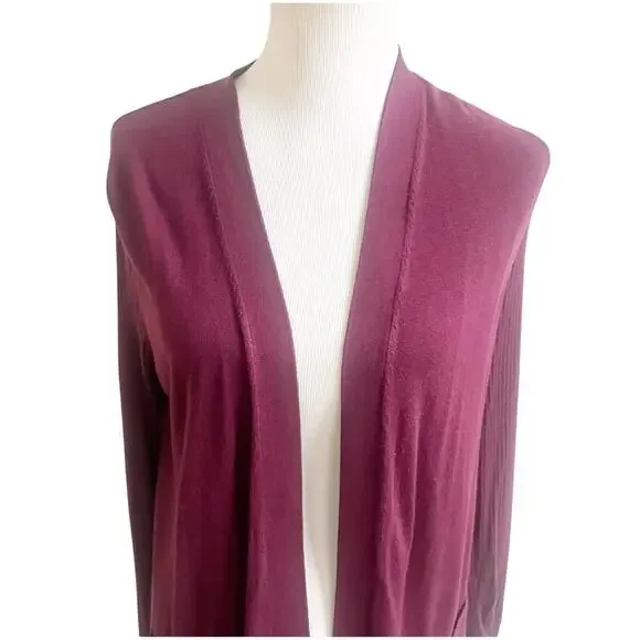 I.N.C International Concepts Longline Cardigan Size Medium Burgundy Lightweight - Picture 9 of 12
